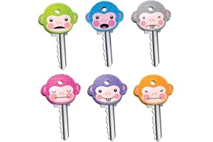 XUANYUQL 6 Pcs Key Caps Covers Cute Monkey Key Covers Fits Most Standard keys Made for Easy Identifying Door Keys,Random Color,Blue,Green,Purple Multicolor