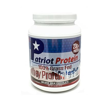 Amazon Com Patriot Protein Grass Fed Whey Protein Isolate Protein Powder Premium Protein Made In The Usa Deluxe Milk Chocolate 25 Servings 1 6 Pounds Grocery Gourmet Food