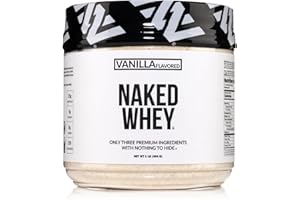 NAKED NUTRITION Naked Vanilla Whey Protein 1Lb, Only 3 Ingredients, All Natural Grass Fed Whey Protein Powder + Vanilla + Coconut Sugar- GMO-Free, Soy Free, Gluten Free. Aid Muscle Growth, 12 Servings