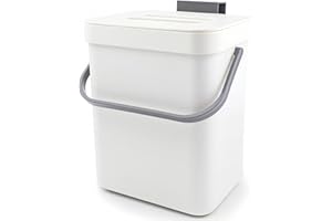 COMTAR Kitchen Waste Bin with Hooks, Indoor Kitchen Sealed Under Sink for Kitchen, Food Waste Bin for Countertop (White, 3L)