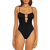 Becca Womens Color Code Shirred One Piece Swimsuit, Plunge Neck, Bathing Suits for Women
