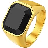 Richsteel Black Onyx Signet Ring for Men