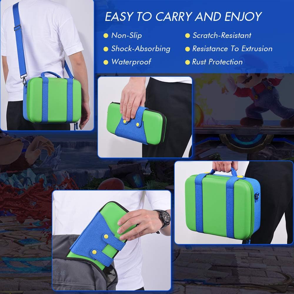 XCSOURCE Carrying Storage Case Compatible with Nintendo Switch System,Cute and Deluxe,Protective Hard Shell Carry Bag for Nintendo Switch Console and Accessories(Green): Home & Kitchen