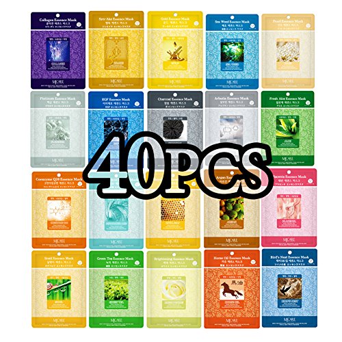 Pack of 40, The Elixir Beauty Nature Essence Collagen Full Face Facial Mask Sheet, 23ml x 20 Sheets