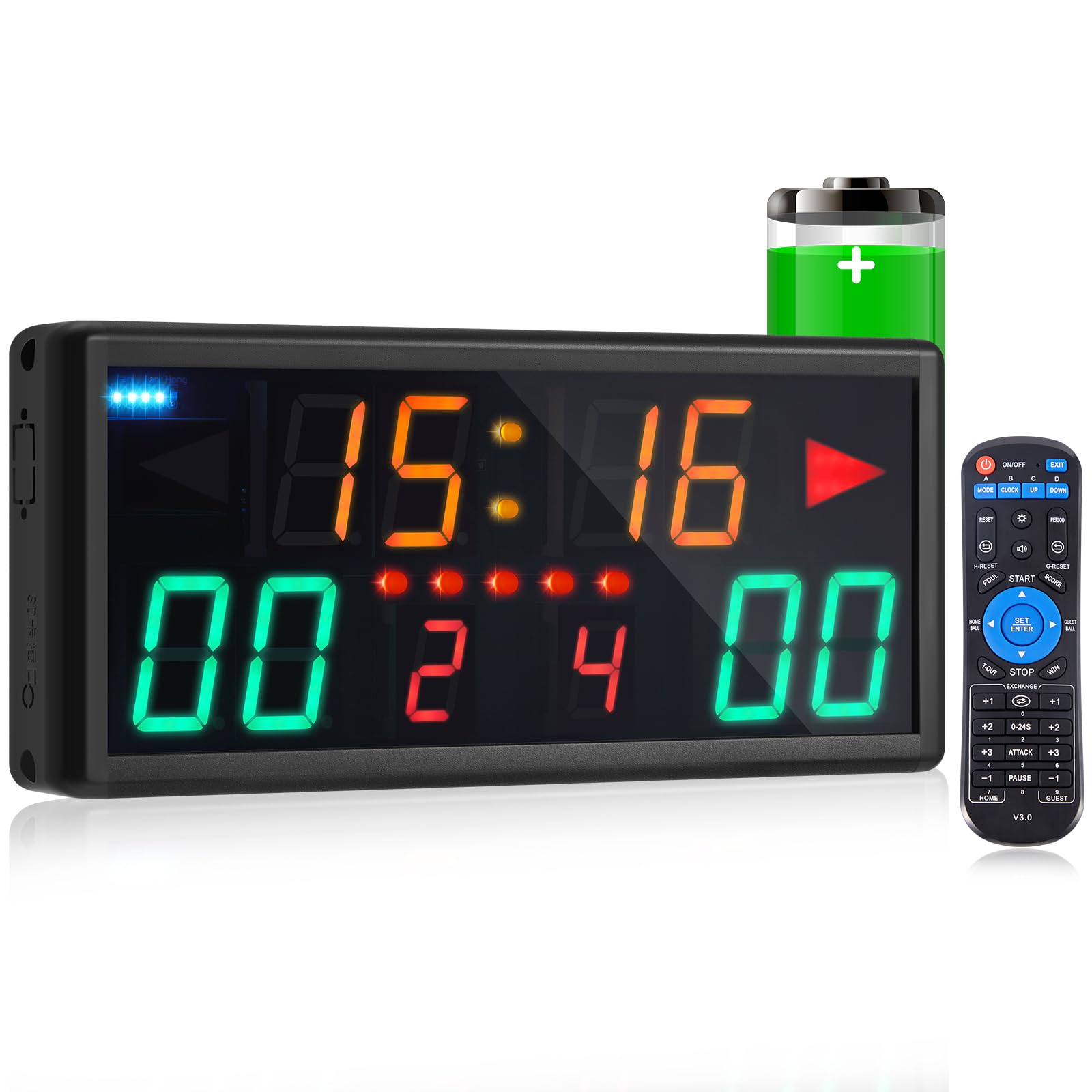 Photo 1 of Tellegloww Electronic Basketball Scoreboard Portable Digital Scoreboard with Remote Tabletop LED Score Keeper with Timer Clock for Volleyball Baseball Table Tennis Indoor Sports Games