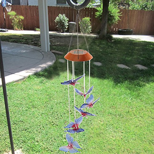Anpatio Light Control Solar Powered Butterfly Wind Chime Outdoor Waterproof Colour Changing LED Light Romantic Garden Yard Balcony Decoration Best Gift - Thumbnail 5