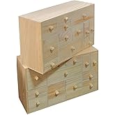 Gkesgm Wooden Countdown to Christmas Advent Calendar, Storage Organizer with 24 Drawers, Jewelry Box, Desktop Organizer, DIY Unfinished Wood Set of 2 Refillable Wooden Advent