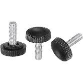 uxcell 100pcs M4 x 12mm Metric Male Thread Knurled Knobs, Thumb Screw Clamping Knobs Grip Plastic Handle Hand Knobs with Threaded Stud, Black