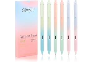 Siwyit Retractable Gel Pens, 0.5mm Fine Point Black Ink, Quick Drying Ink, Smooth Writing for Left Hand, Silent Click Mechani