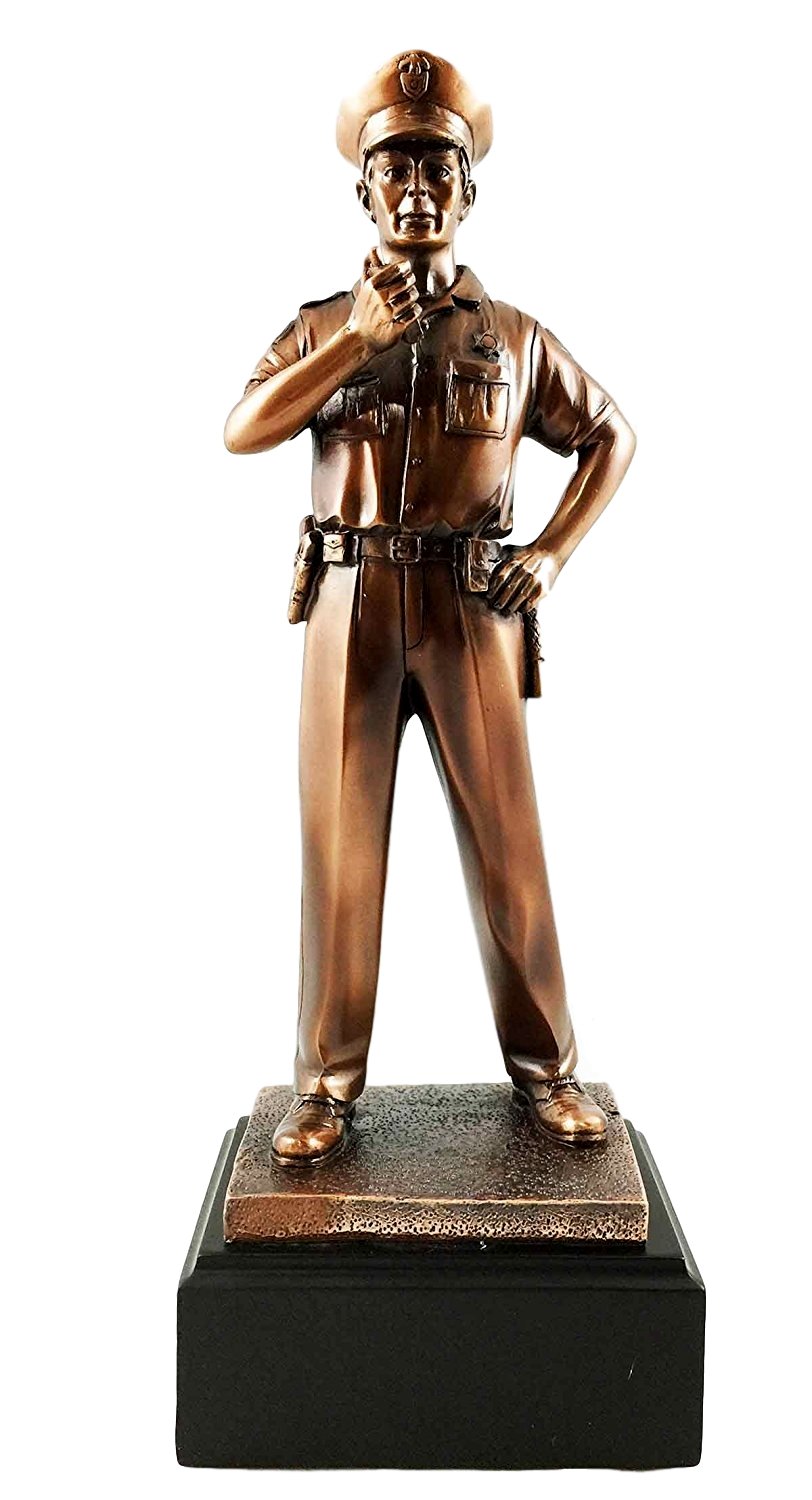Gifts & Decor Men of Duty Policeman Cop On Patrol with Base Bronze Electroplated Figurine