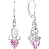 Rocayi Infinity Celtic Knot Earrings 925 Sterling Silver Dangle Drop Leverback Earrings Birthstone Jewelry Gifts for Women