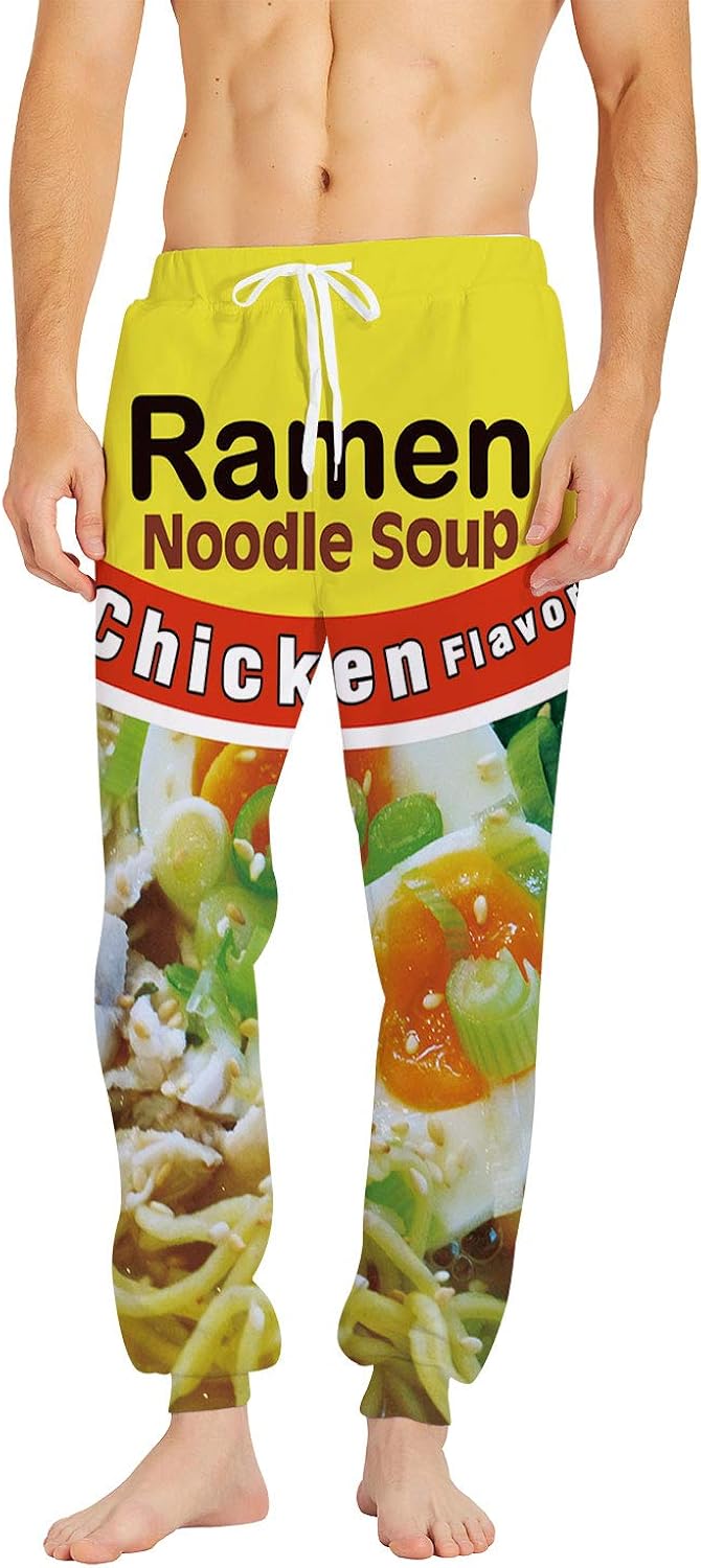 SKYRAINBOW Unisex Joggers 3D Novelty Ramen Pants Noodle Soup Gym Jogging Trouser with Pocket at  Men’s Clothing store