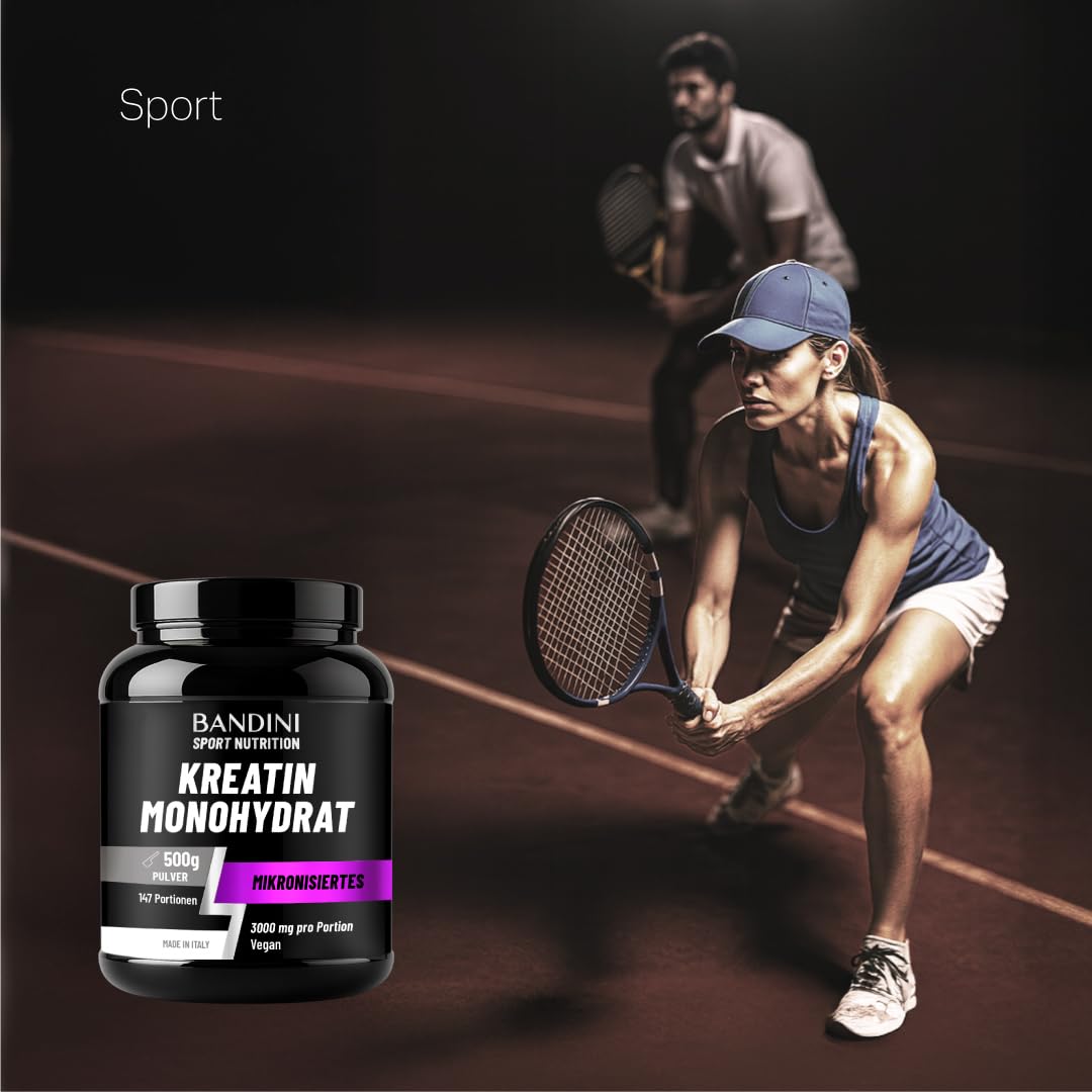 Bandini® Creatin Monohydrat 500g Pulver, ultrafein und perfekt löslich - Reines Kreatin optimal hochdosiert - Ideal für Fitness, Training & Gym – 147 Portionen - Creatine Monohydrate Powder 100% vegan 2