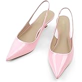 JENN ARDOR Slingback Heels for Women Low Heels Dress Shoes Kitten Pumps Dressy Heeled Sandals Wide Width Fashion Casual Shoes