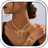 Sixexey Bow Jewelry Set Dainty Gold Necklaces Bowknot Choker Necklace Party Necklace Jewelry for Women