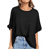 UEU Women Oversized T-Shirt Summer Casual Loose Fit Short Sleeve Basic Tops Workout Gym Tee Shirt