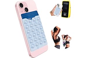 CukoHno Silicone Suction Phone Case Mount,Sticky Grippy Phone Suction Wallet,Hands-Free Phone Accessories Holder for Selfies and Videos,iPhone & Android Compatible,2.28″x 3.5″,Baby Blue.