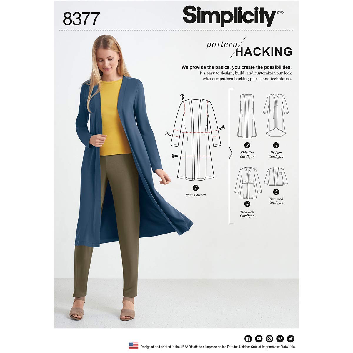 Simplicity Pattern 8377 Women’s Knit Cardigan with Variations and Multiple Pieces for Design Hacking, Paper, White, 22 x 15 x 1 cm