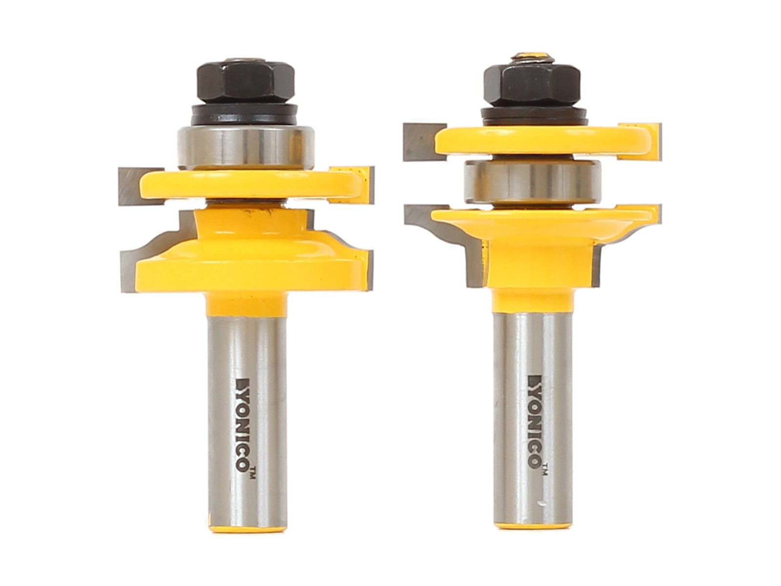 Yonico 12243-2 Bit Rail and Stile Router Bit Set, Ogee - Stock Size: 3/4" to 1" - 1/2" Shank — image 1