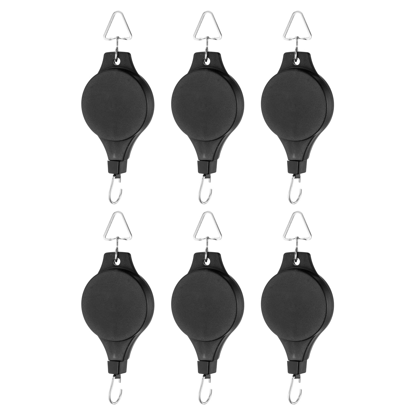 PATIKIL Plant Hanger, 6 Pcs Pulley Retractable Triangle Hanging Flower Basket Hook Indoor and Outdoor Plant Pots Holder, for Planters, Flower Basket, Wind Chimes, Bird Feeders, Black