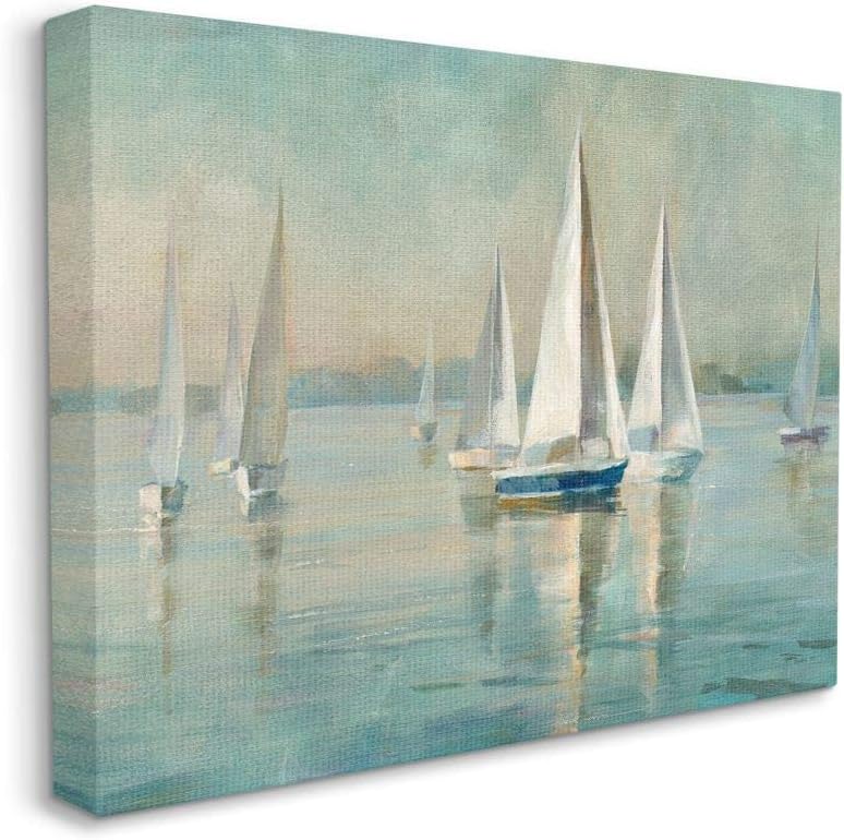 Paintings - Stupell Industries Traditional Sailboats Water Lake Relaxed Nautical Painting, 24 x 30, Canvas