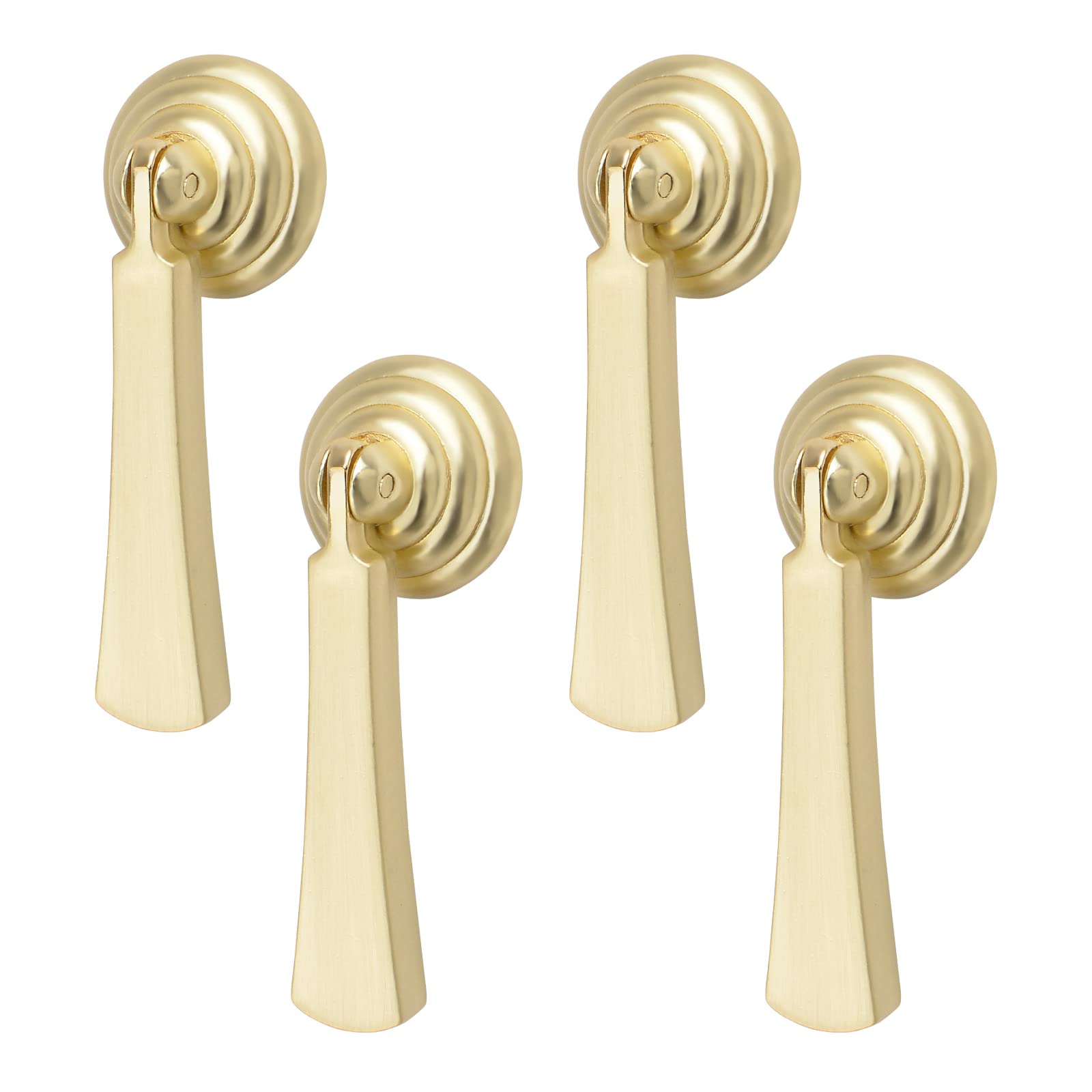 MOROBOR Teardrop-Shaped Cabinet Pulls, 4pcs Solid Brushed Gold Pendant Handles Knob Zinc Alloy Handles Knobs with Mounting Screw for Cabinets Drawer Door Furniture Decorative/Long Strip Pendant — image 1