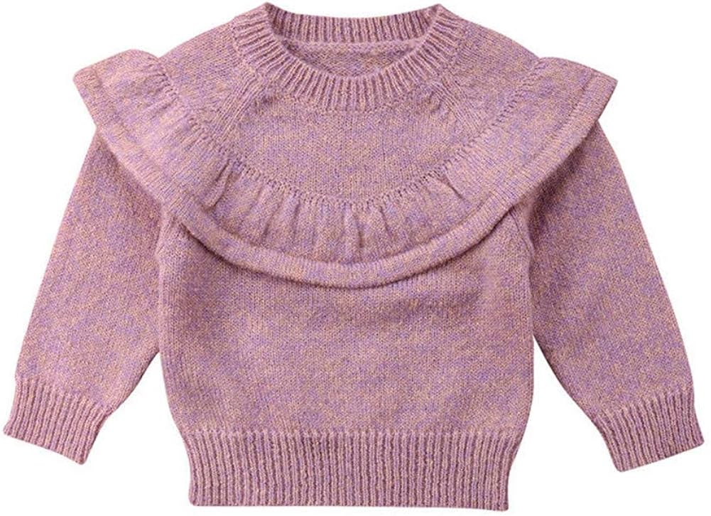 Newborn Infant Baby Girl Sweater Kid Long Sleeve Ruffle Warm Spring Fall Winter Pullover Tops Outfits: Clothing