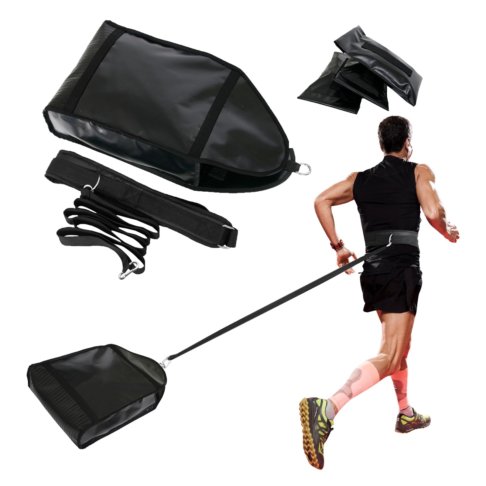 Photo 1 of doksmeria Weight Sled Trainer Adjustable, Upgrade Sandbag Sled Trainer Resistance Sled Trainer for Sprinter Speed Training Indoor Outdoor, Running Sled Trainer with 3 Weight Sandbags