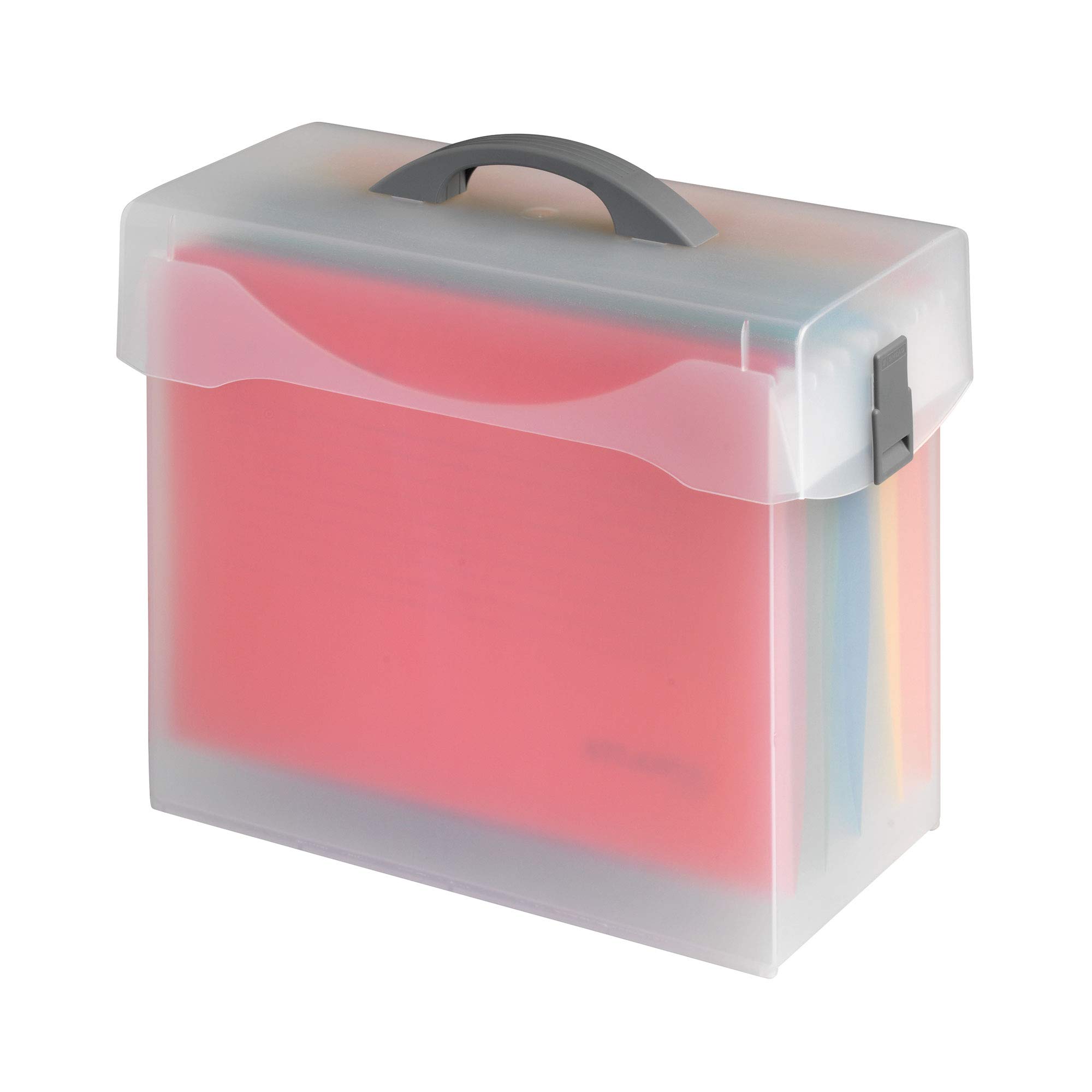 Jalema UK 1546500 Variobox | Closable Suspension File Box for Document Storage | With cover | Filing | With 5 Multi-Colored Suspension Files A4 | Extendable | Desktop Organiser | Easy to Carry | White