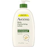 Aveeno Daily Moisturizing Body Lotion, Fragrance-Free Light & Creamy Lotion for Dry, Sensitive Skin With Prebiotic Oat Nourishes & Strengthens Skin's Moisture Barrier, Value Size, 33 fl oz