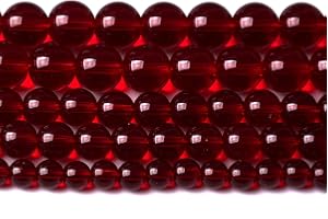 ZXYMLZI Smooth Garnet Red Glass Crystal Round Loose BeadsFor Jewelry Making DIY Bracelet Necklace Accessories 6mm 68pcs 15" Strand(Garnet Red Glass, 6mm)
