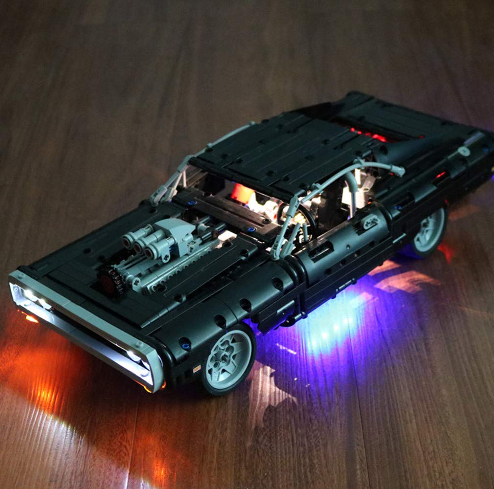 EDCAA LED Light Kit For Technic Fast & Furious Dom's Dodge Charger Racing Car Model Compatible With Lego 42111(not included model)