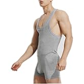 Livingly Light Men's Cotton Tank top One Piece Wrestling Singlet Bodysuit Leotard Underwear