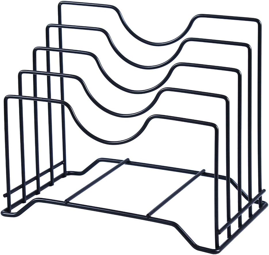 Cutting Board Holder Pot Lid Organizer Rack can hold up to 1.18 inches thick Cutting Board, Bakeware, Baking Tray, Pan, Lid and Book (Black) -