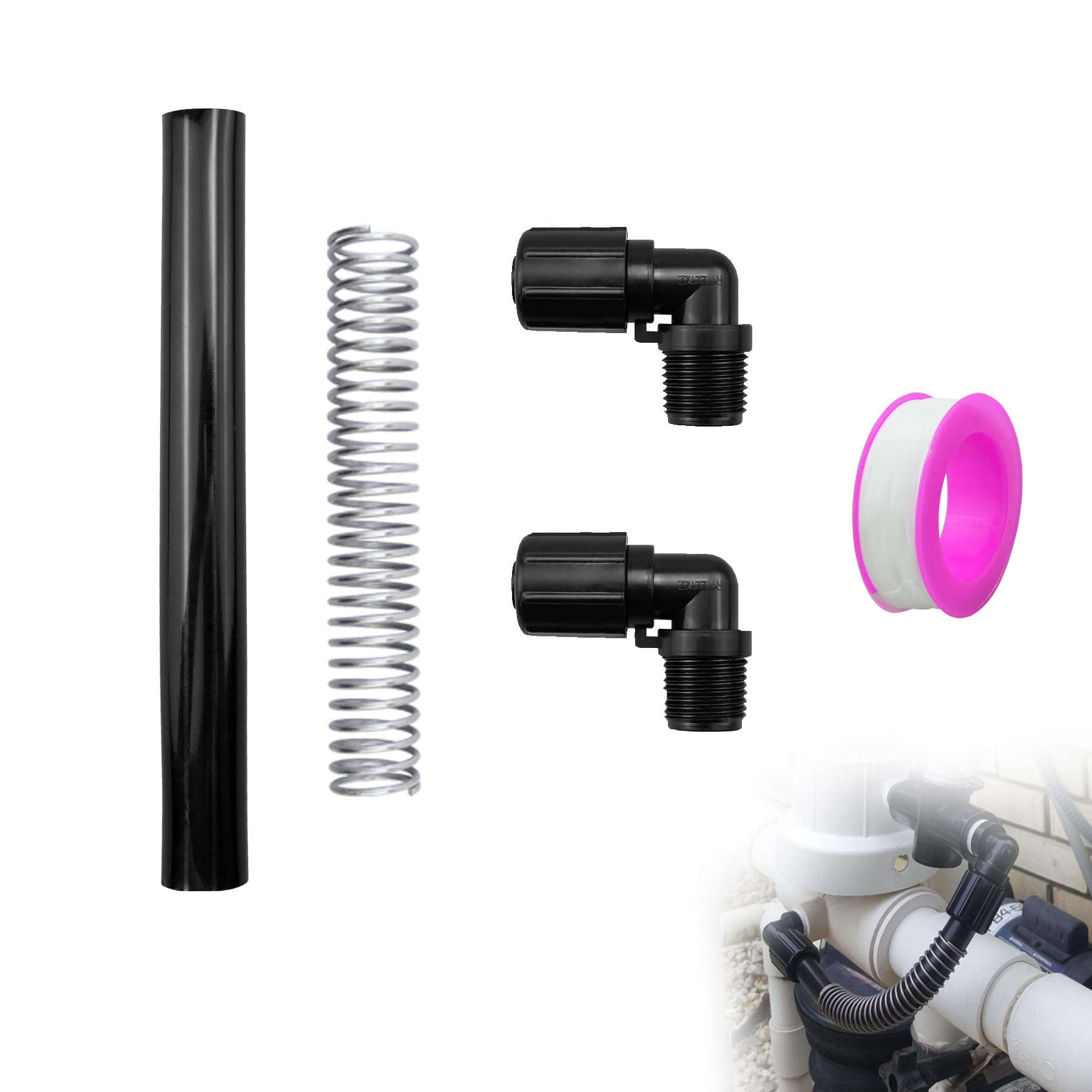 Photo 1 of KMBNTU Chlorinator Parts Compatible with Pentair Rainbow Auto Feeder/Chlorinator 320 and 322 Replaces R172272 (1/2-inch NPT 90-Degree Tube Connector) R172091 (5/8" OD Tube) R171097 (Tube Support)