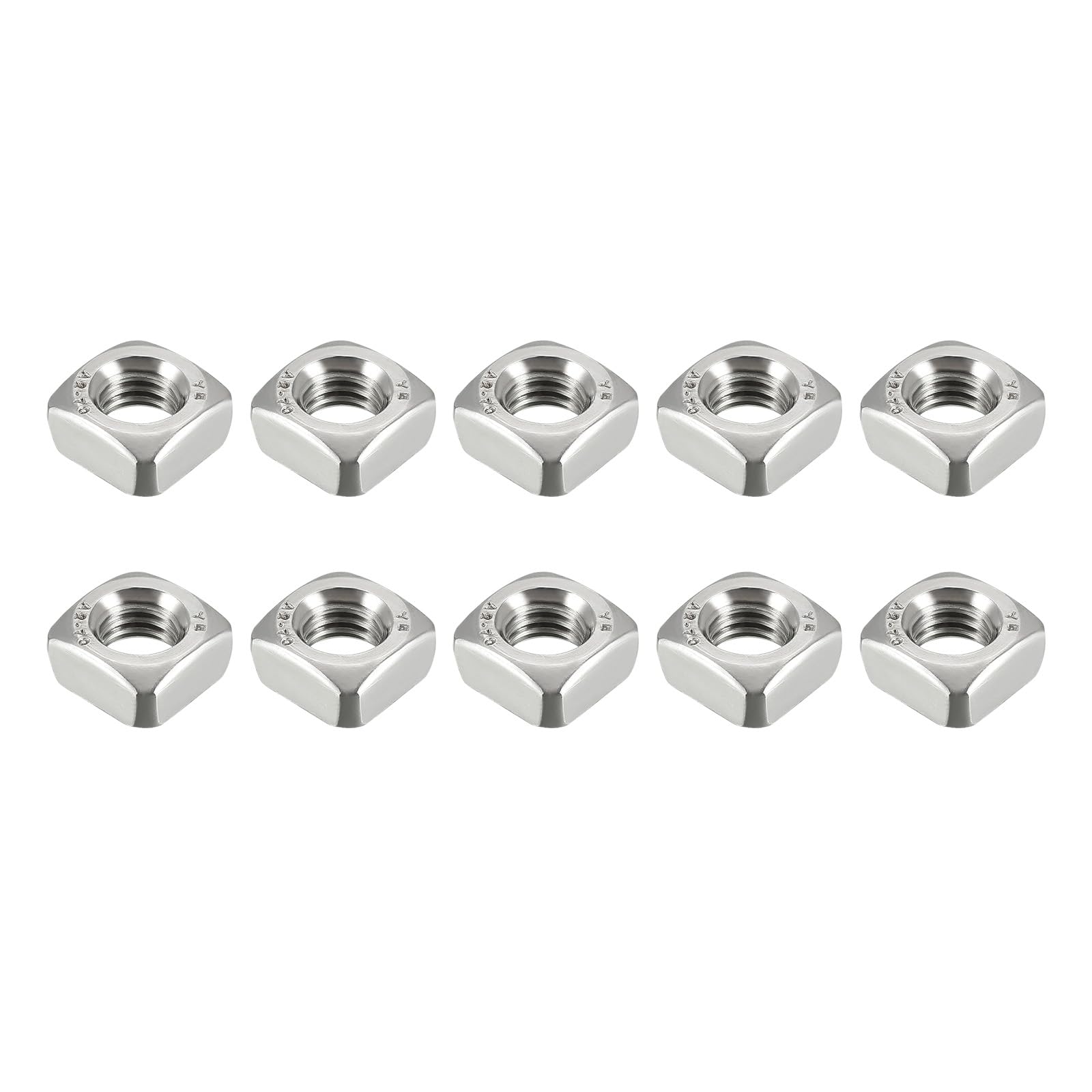 METALLIXITY Square Nuts (M8x1.25mm) 10Pcs, 304 Stainless Steel Hardware Nuts - for Furniture Construction Mechanical Equipment Fasteners, Silver Tone
