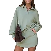 EXLURA Womens 2 Piece Sets Polo Sweatshirt Skort Set Airport Long Sleeve Matching Workout Sets Tennis Travel Spring Outfits