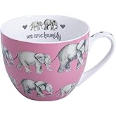 Premium 20 oz Bone China Elephant Hug Mug – Cute Elephant Design for Coffee & Tea, Ideal Holiday, Birthday, and Christmas Gift for Family and Friend, Designed in England by Harvest Green Studio
