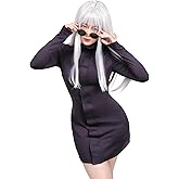 DAZCOS Anime 2 Piece Cosplay Female Costume Women US Size Party Dress with Glasses for Halloween