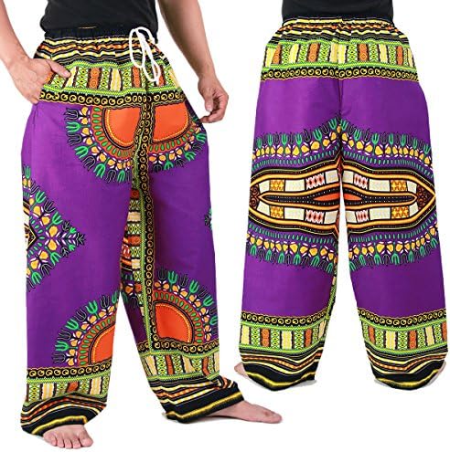 Dashiki African Pants Cotton Aladdin Yoga Harem Unisex BOHO Purple ap01v