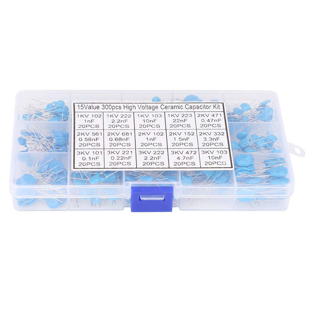 Disc Capacitor, 15 Values 0.1nF~22nF 1000PF Capacitor, High Voltage 300pcs Ceramic Disc ignition for CT machine electric equipment high voltage generator,