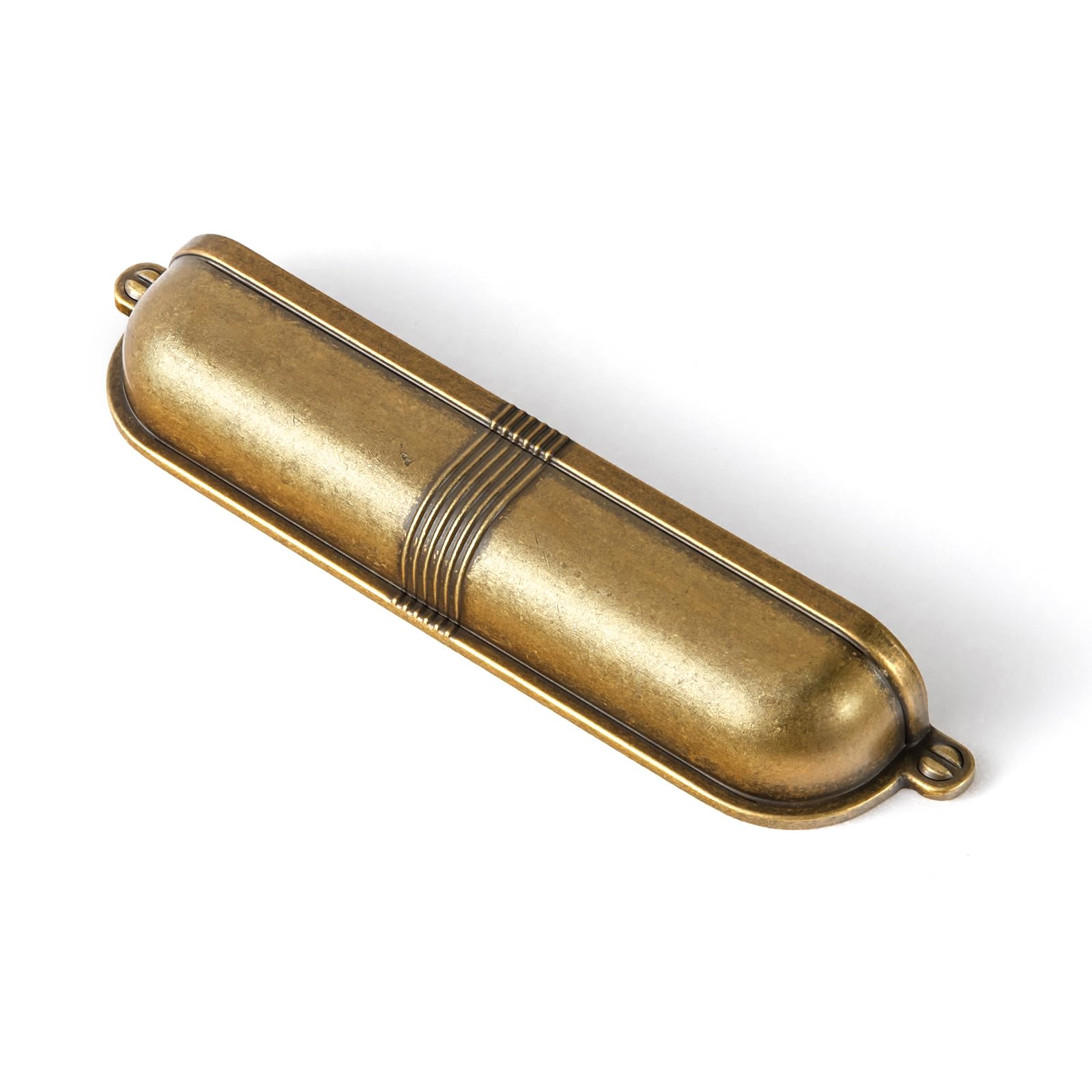 Photo 1 of Goo-Ki 6 Pack 5 Inch Antique Brass Cup Pulls with Textured Strap Design, Elegant Vintage Bin Handles for Kitchen & Furniture