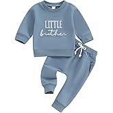 Bonangber Big Brother Little Sister Outfits Crewneck Sweatshirt Pants Set Sibling Matching Outfits Fall Winter Clothes