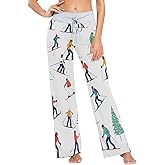 ALAZA Winter Sports Skiers Pajama Pants Drawstring Sleepwear for Women Pjs Bottoms,XS