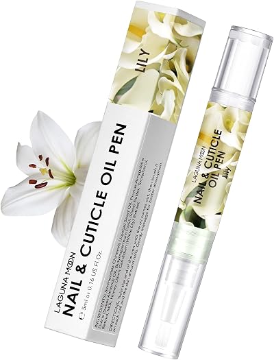 Lagunamoon Cuticle Oil Pen 5ml Nail Care with Jojoba Almond Oils Lily Scent