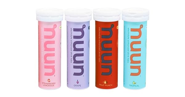 NUUN SPORT ELECTROLYTE TABLETS WITH MAGNESIUM, CALCIUM, POTASSIUM, CHLORIDE & SODIUM, GLUTEN FREE & VEGAN, MIXED FLAVORS, 4 PACK (40 SERVINGS TOTAL)