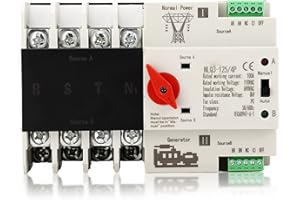 YUNSEITY Power Automatic Transfer Switch, 4P 100A Generator Changeover Switch, AC110V Electronic Circuit Breaker, Rail Mounted Type, Millisecond Fast Switching Controller for PZ30