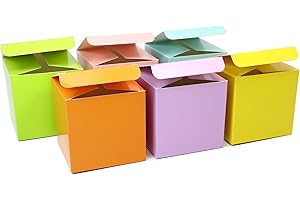 Oletx 24 Pcs Colorful Paper Gift Boxes, Small Candy Boxes Bulk, 3x3x3 inch Gift Box with Lids, Goodie Treat Boxes for Party Favors, Birthday Gifts, Wedding Gifts