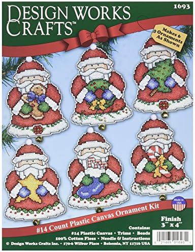 Tobin Santa Ornaments Plastic Canvas Kit, 3 by 4-Inch, Set of 6