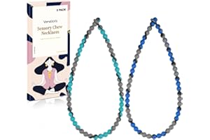 Chew Necklaces for Sensory Kids and Adults, Chewy Necklace Sensory Toys for Nail Biting, Silicone Necklace for Autism, ADHD, 